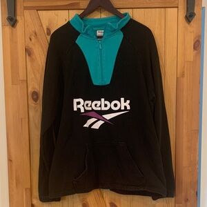 Reebok Black and Teal Half-Zip Sweatshirt